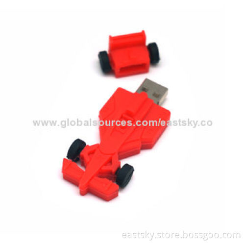Custom F1 Car Shape USB flash drive, made of soft PVC material, OEM orders welcome